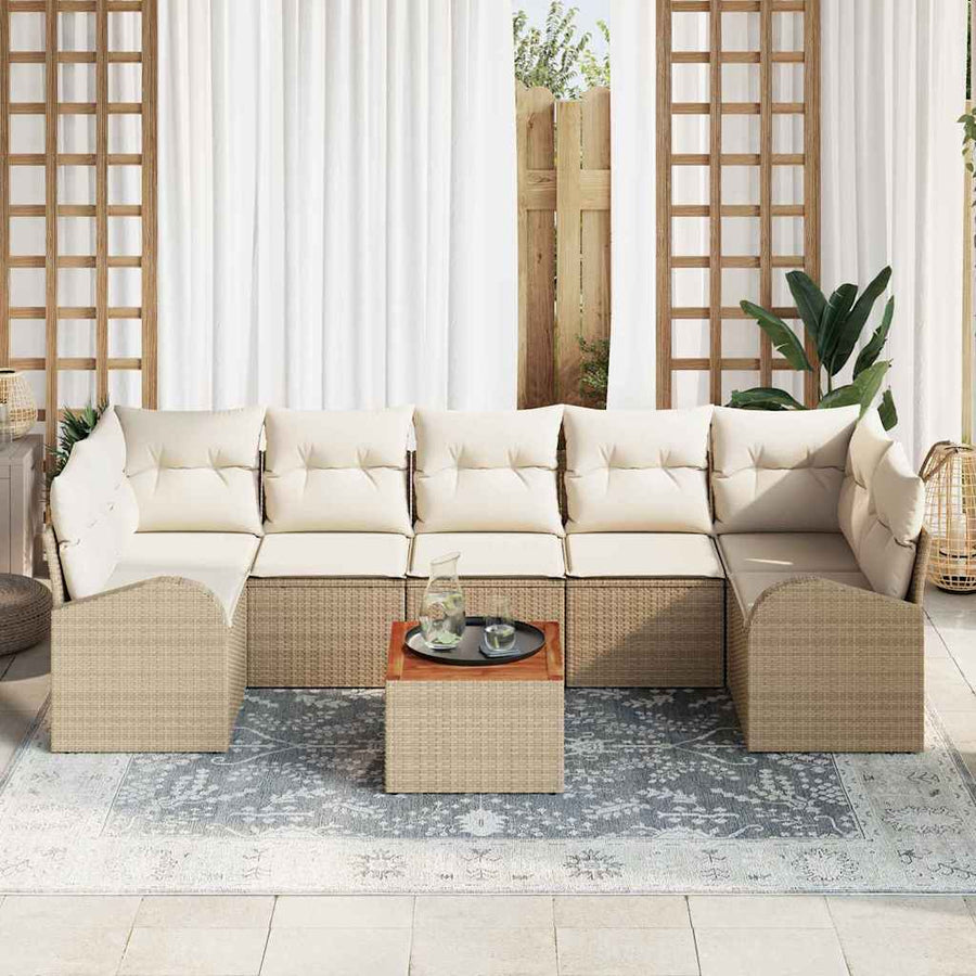 Tuin Sofa Set 8 pcs Beige en wit