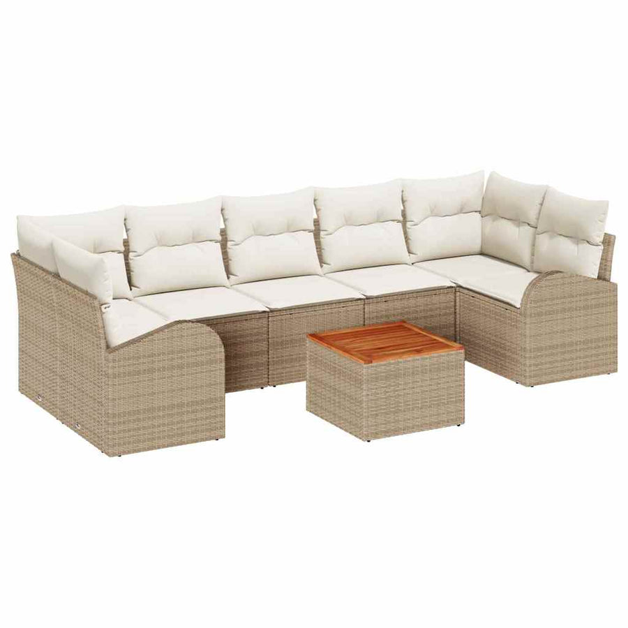 Tuin Sofa Set 8 pcs Beige en wit