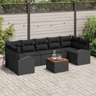 8-Piece Garden Bench Set with Storage Black Poly Rattan