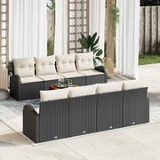 Tuinbankenset poly rattan 9-delig zwart crème
