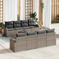 Garden Bench Set with Storage 9 pcs Grey poly rattan