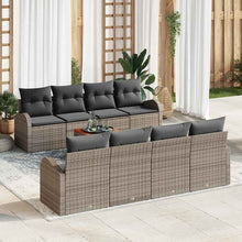 Tuinbankenset met opslag 9 pcs Grijs poly rattan
