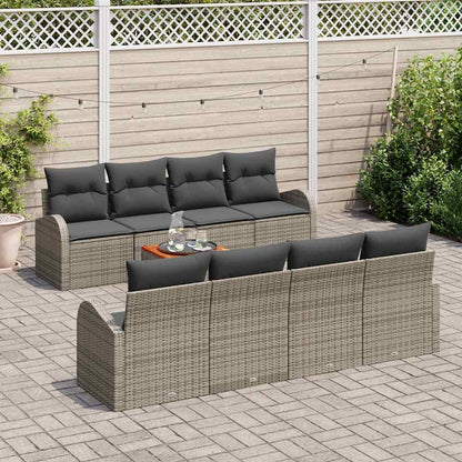 Tuinbankenset met opslag 9 pcs Grijs poly rattan