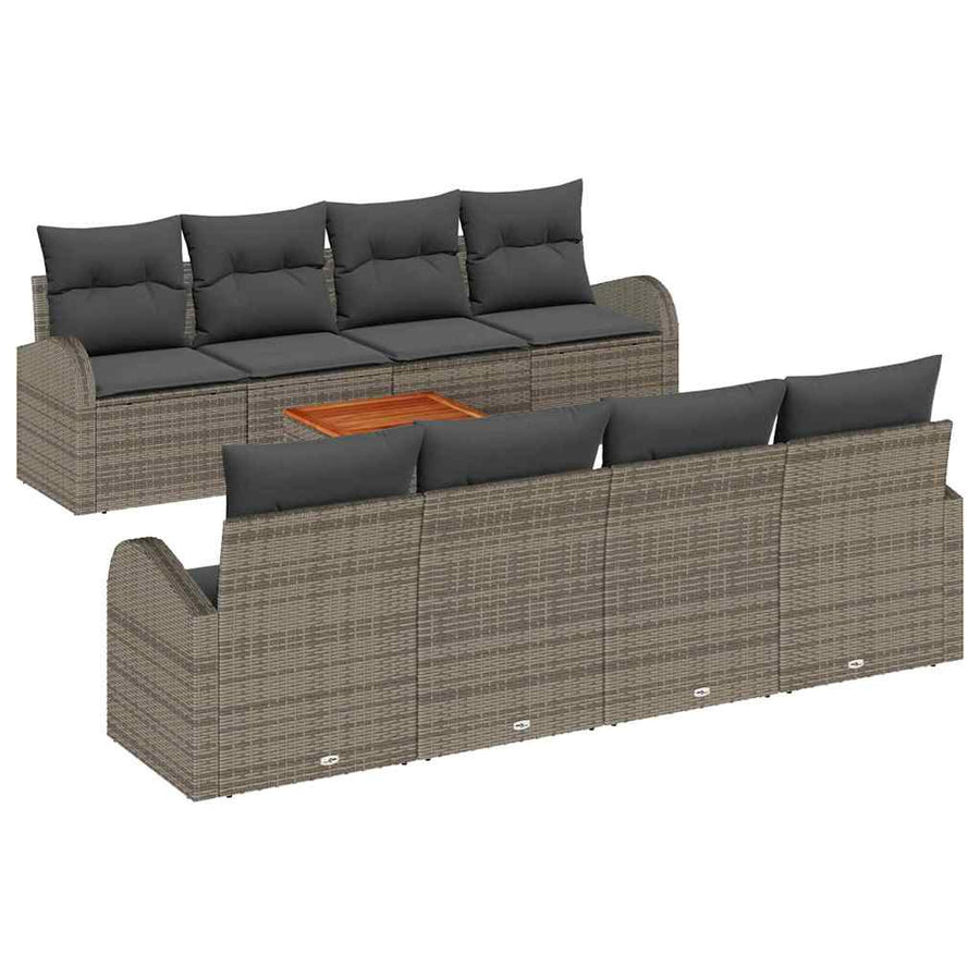 Tuinbankenset met opslag 9 pcs Grijs poly rattan