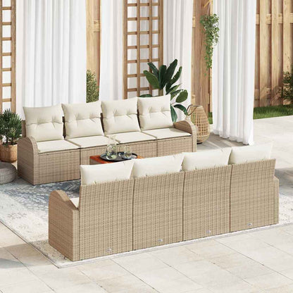 Tuinbankenset met opslag 9 pcs Beige en Crème poly rattan