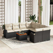 Tuinbankenset modulair poly rattan 9-delig zwart crème