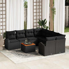 Garden Lounge Set with Storage 9 pcs Black poly rattan