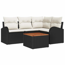 Tuinbankenset met opslag 5 pcs Zwart en Crème poly rattan