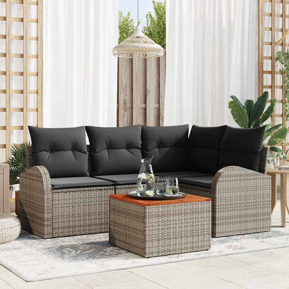 Tuinbankenset met opslag 5 pcs Grijs poly rattan