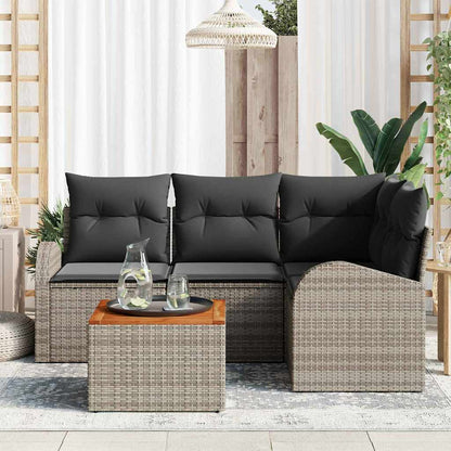 Tuinbankenset met opslag 5 pcs Grijs poly rattan