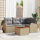 Tuinbankenset 5-delig poly rattan beige lichtgrijs met opslag