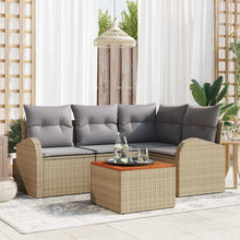 Tuinbankenset Met Opslag 5 Pcs En Licht Grijs Poly Rattan beige en lichtgrijs
