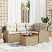 Tuinbankenset modulair poly rattan beige crème