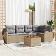 Tuinbankenset modulair poly rattan 6-delig beige lichtgrijs