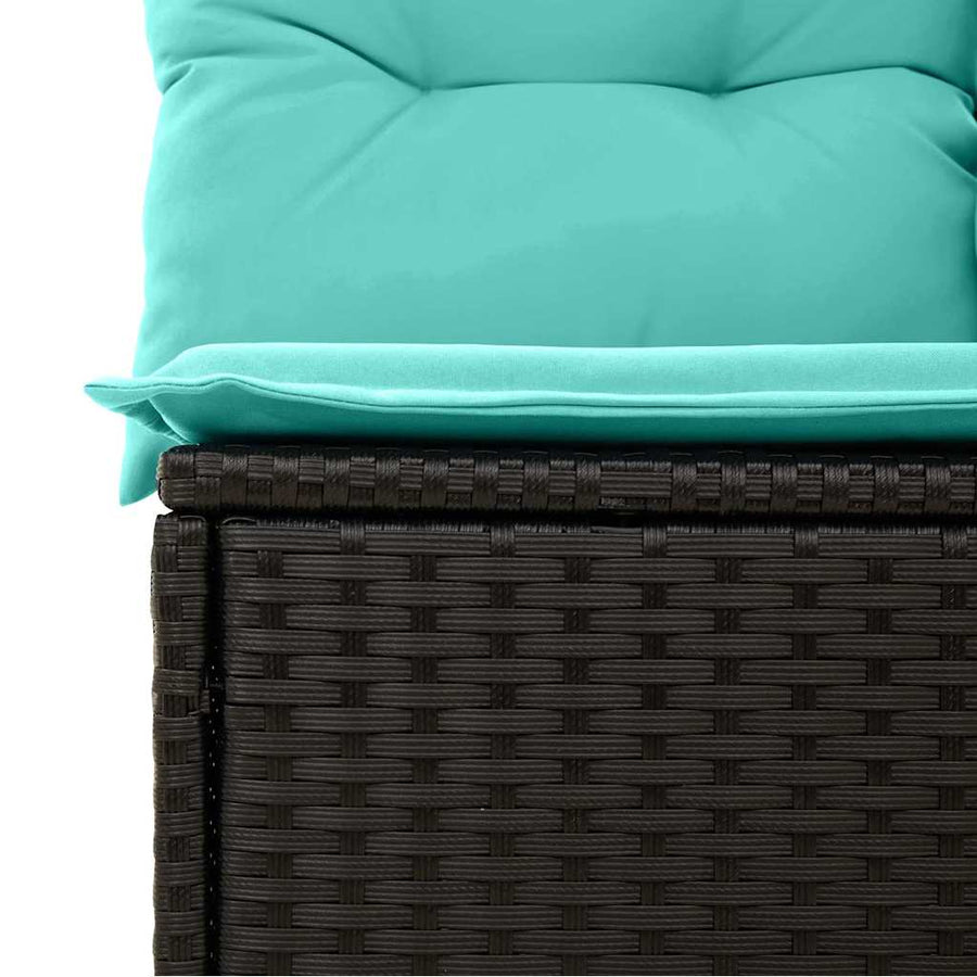 Tuinbankenset met opslag 7 pcs Zwart en Turquoise poly rattan