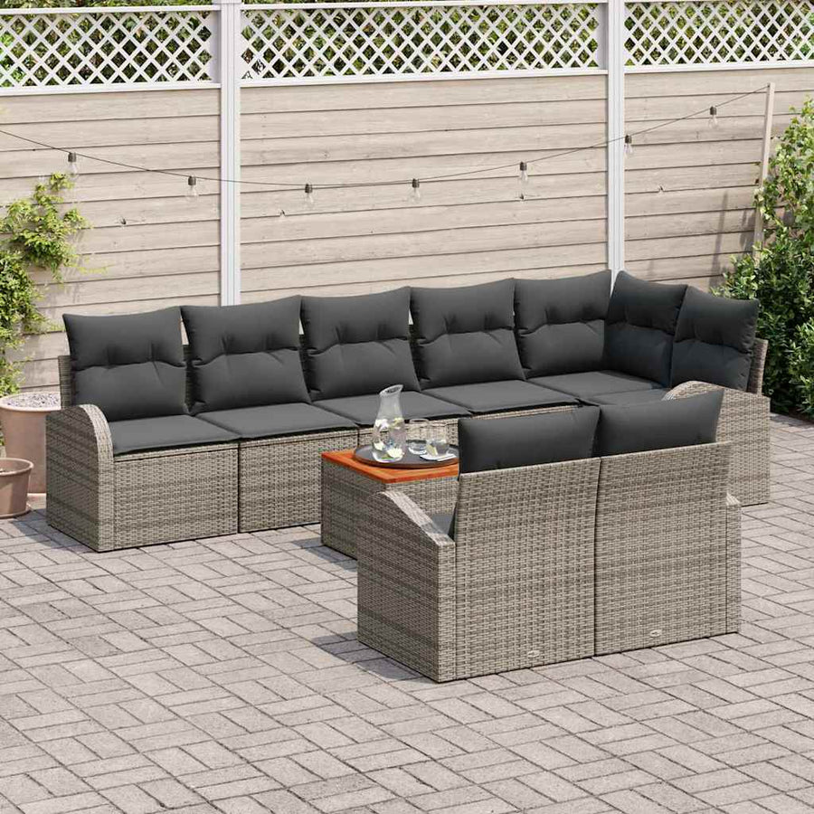 Tuinbankenset met opslag 9 pcs Grijs poly rattan