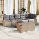 Garden lounge set with storage 9 pcs Beige and Light Grey poly rattan
