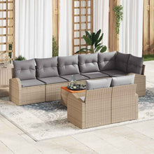 Tuinbankenset met opslag 9 pcs Beige en Licht Grijs poly rattan