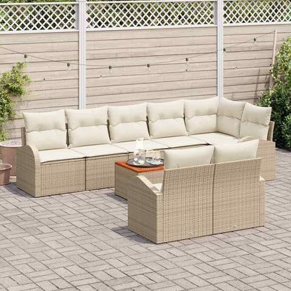 Tuinbankenset met opslag 9 pcs Beige en Crème poly rattan