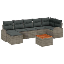Tuinbankenset met opslag 8 pcs Grijs poly rattan