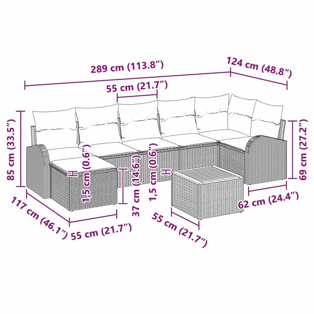 Tuin Sofa Set 8 pcs beige en lichtgrijs