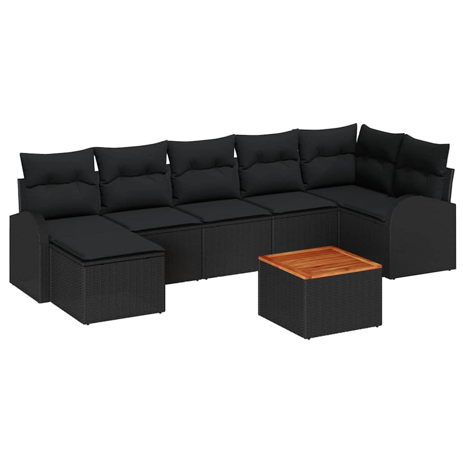 Tuinbankenset met opslag 8 pcs Zwart poly rattan