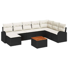 Tuinbankenset met opslag 9 pcs Zwart en Crème poly rattan