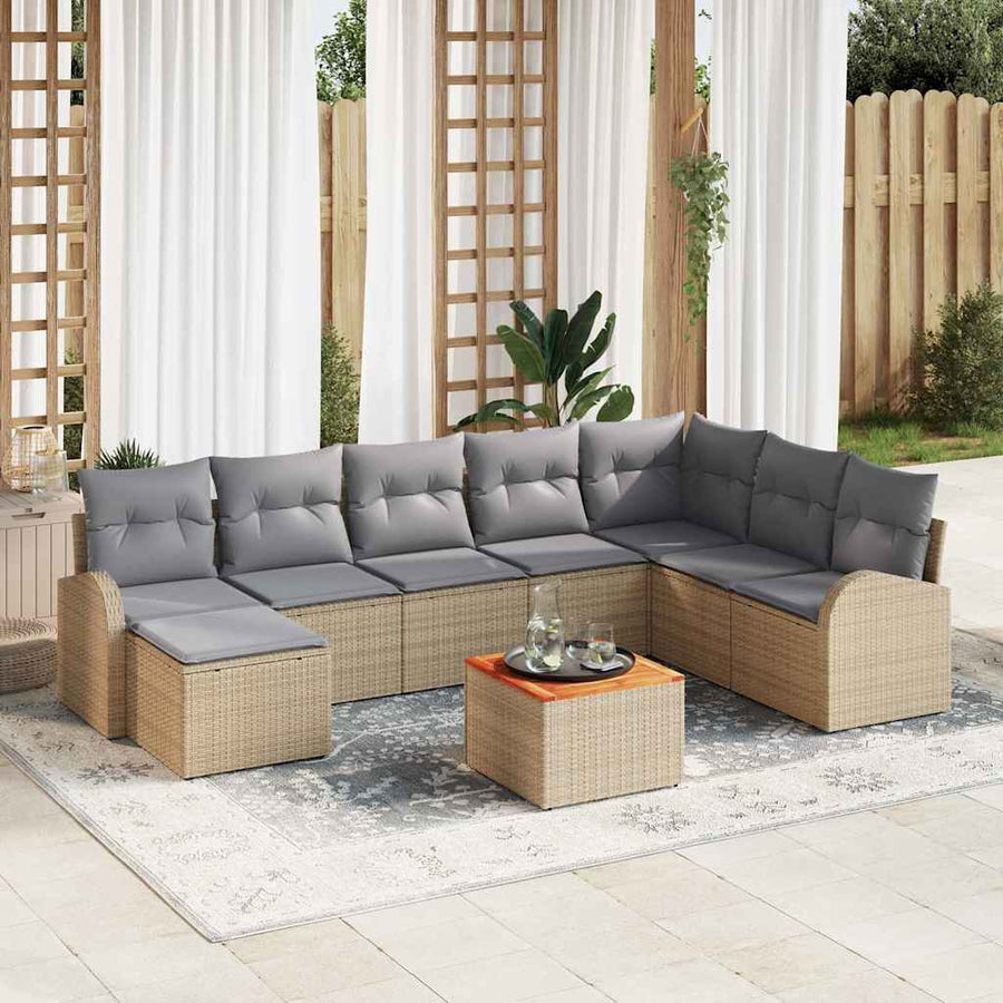 Tuin Sofa Set 9 Pcs beige en lichtgrijs