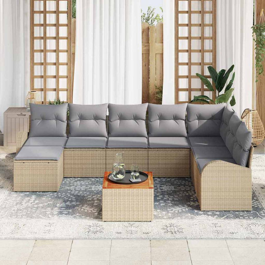 Tuin Sofa Set 9 Pcs beige en lichtgrijs