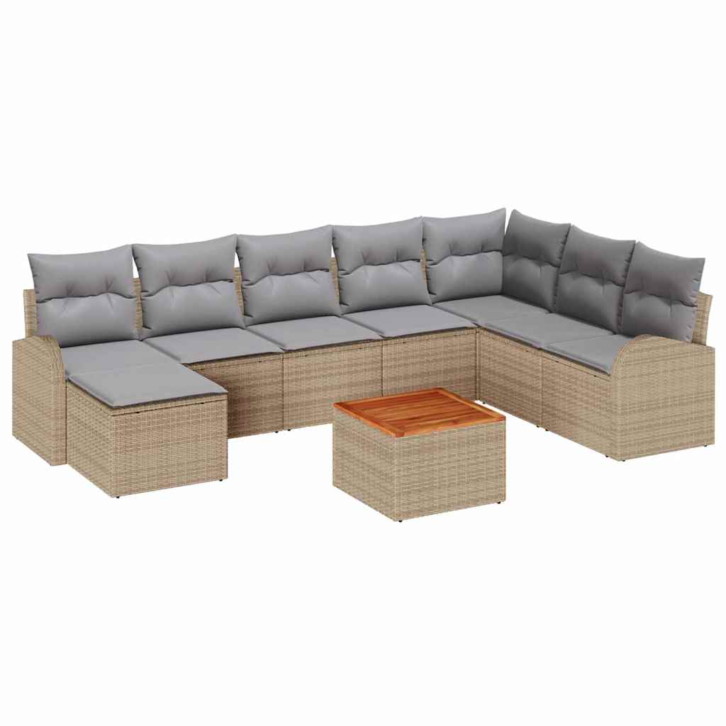 Tuin Sofa Set 9 Pcs beige en lichtgrijs