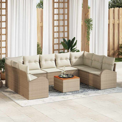 Tuinbankenset 10 st Beige en Crème poly rattan