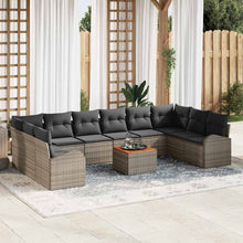 Tuinbankenset met opslag 11 pcs Grijs poly rattan