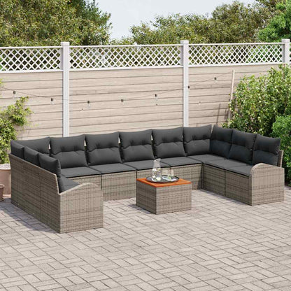 Tuinbankenset met opslag 11 pcs Grijs poly rattan