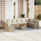 Garden Bench Set with Storage 11 pcs Beige and Cream poly rattan