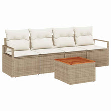 Tuinbankenset met opslag 5 pcs Beige en Crème poly rattan