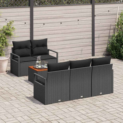 Tuinbankenset met opslag 6 pcs Zwart poly rattan