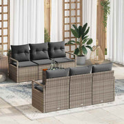 Tuinbankenset poly rattan grijs met opslag 7-delig