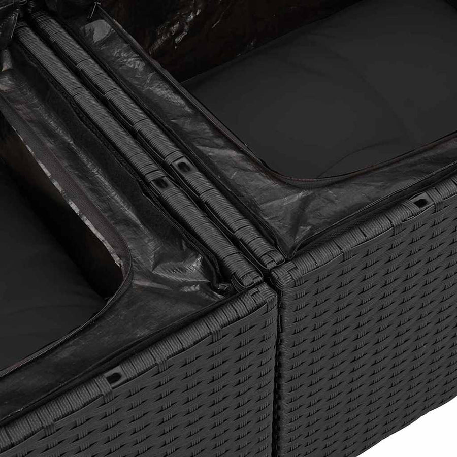 Tuinbankenset met opslag 7 pcs Zwart poly rattan