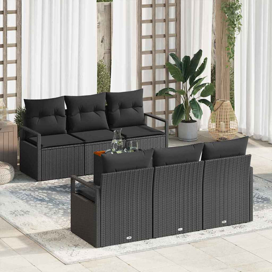 Tuinbankenset met opslag 7 pcs Zwart poly rattan
