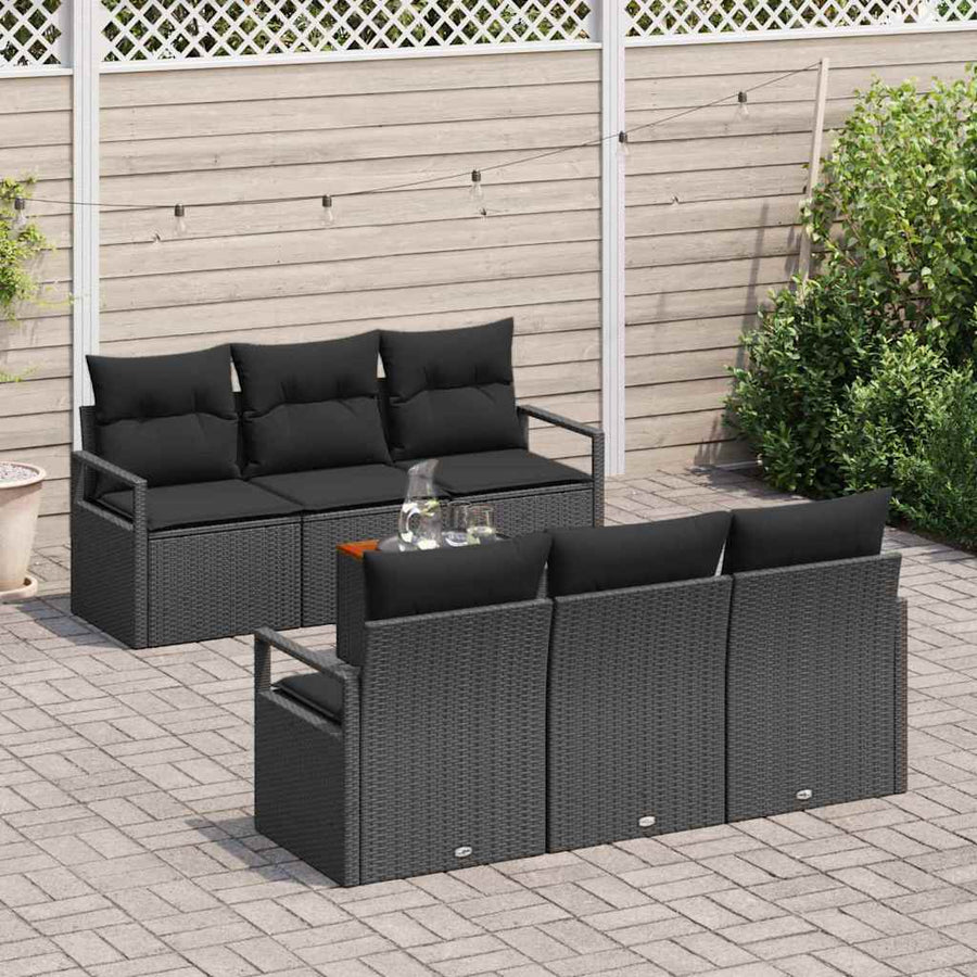 Tuinbankenset met opslag 7 pcs Zwart poly rattan
