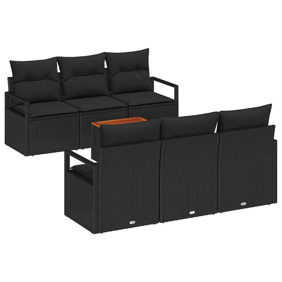 Tuinbankenset met opslag 7 pcs Zwart poly rattan