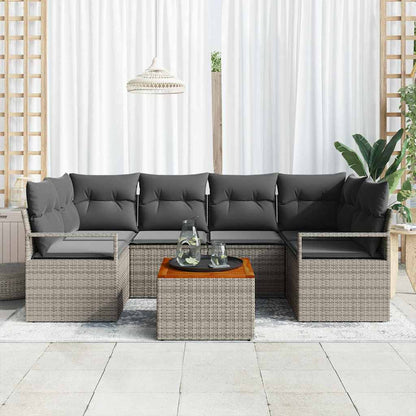 Tuinbankenset met opslag 7 pcs Grijs poly rattan