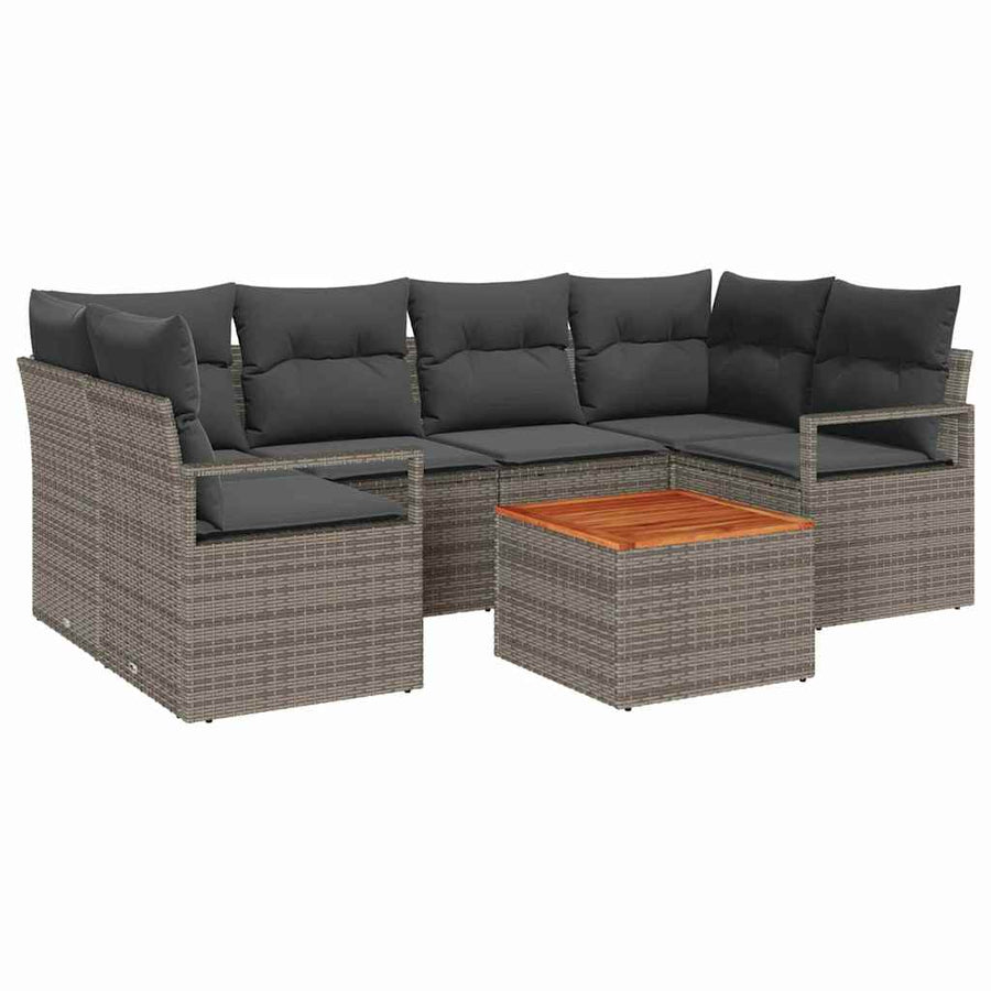 Tuinbankenset met opslag 7 pcs Grijs poly rattan