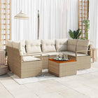 Tuinbankenset 7-delig poly rattan acaciahout