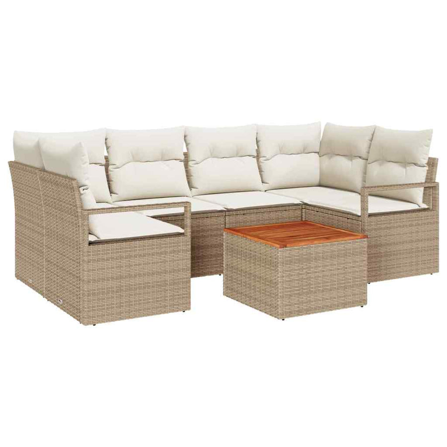 Tuin Sofa Set 7 pcs Beige en wit
