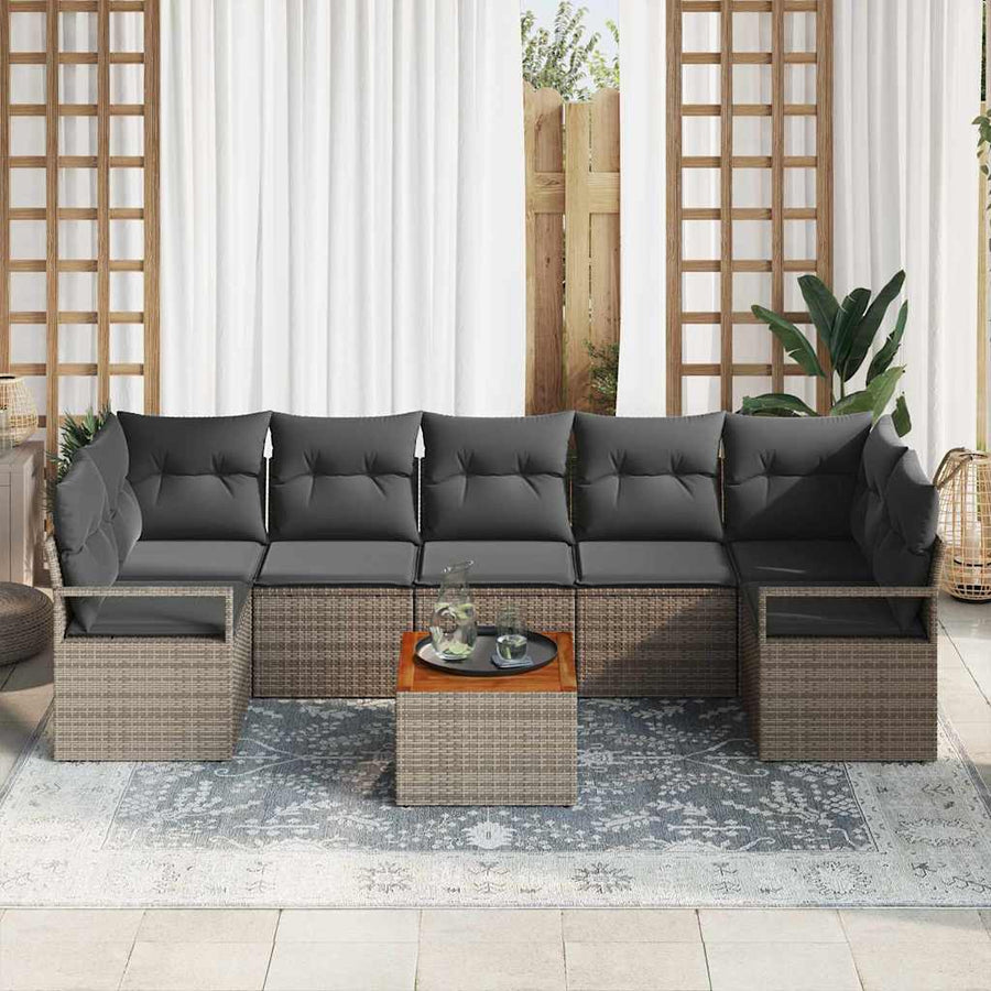 Tuinbankenset met opslag 8 pcs Grijs poly rattan