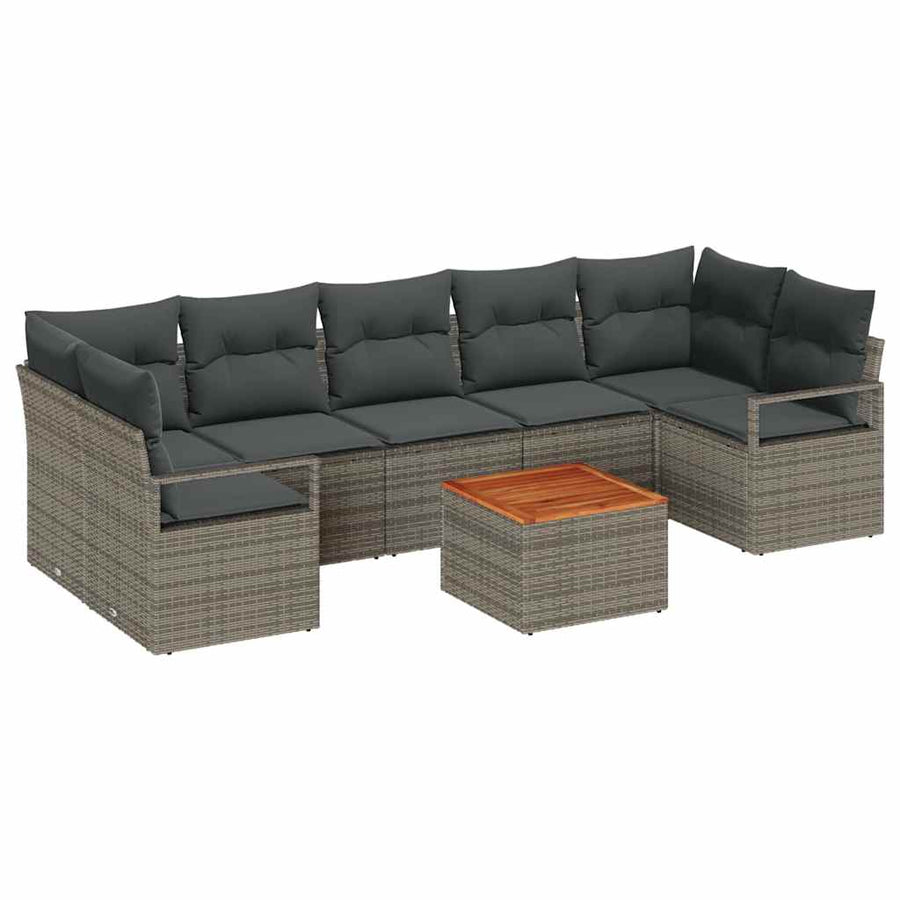 Tuinbankenset met opslag 8 pcs Grijs poly rattan