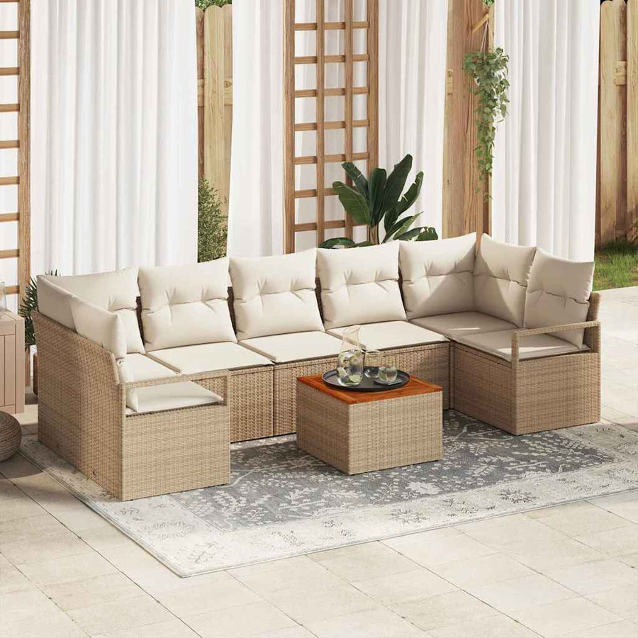 Tuin Sofa Set 8 pcs Beige en wit