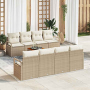 Tuinbankenset poly rattan 9-delig beige crème
