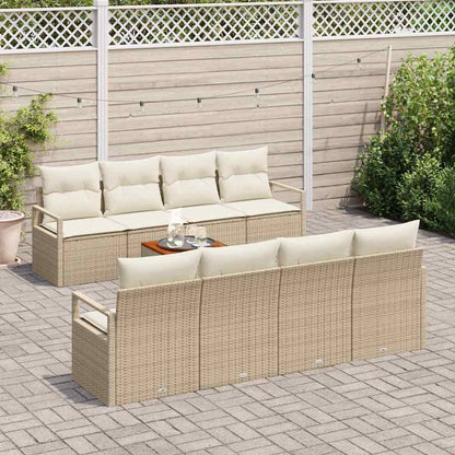 Tuinbankenset met opslag 9 pcs Beige en Crème poly rattan